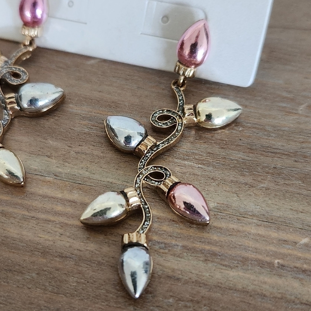 NWT SUGARFIX by BaubleBar Festive String Light Drop Earrings - Pastel Multi New - Picture 4 of 11
